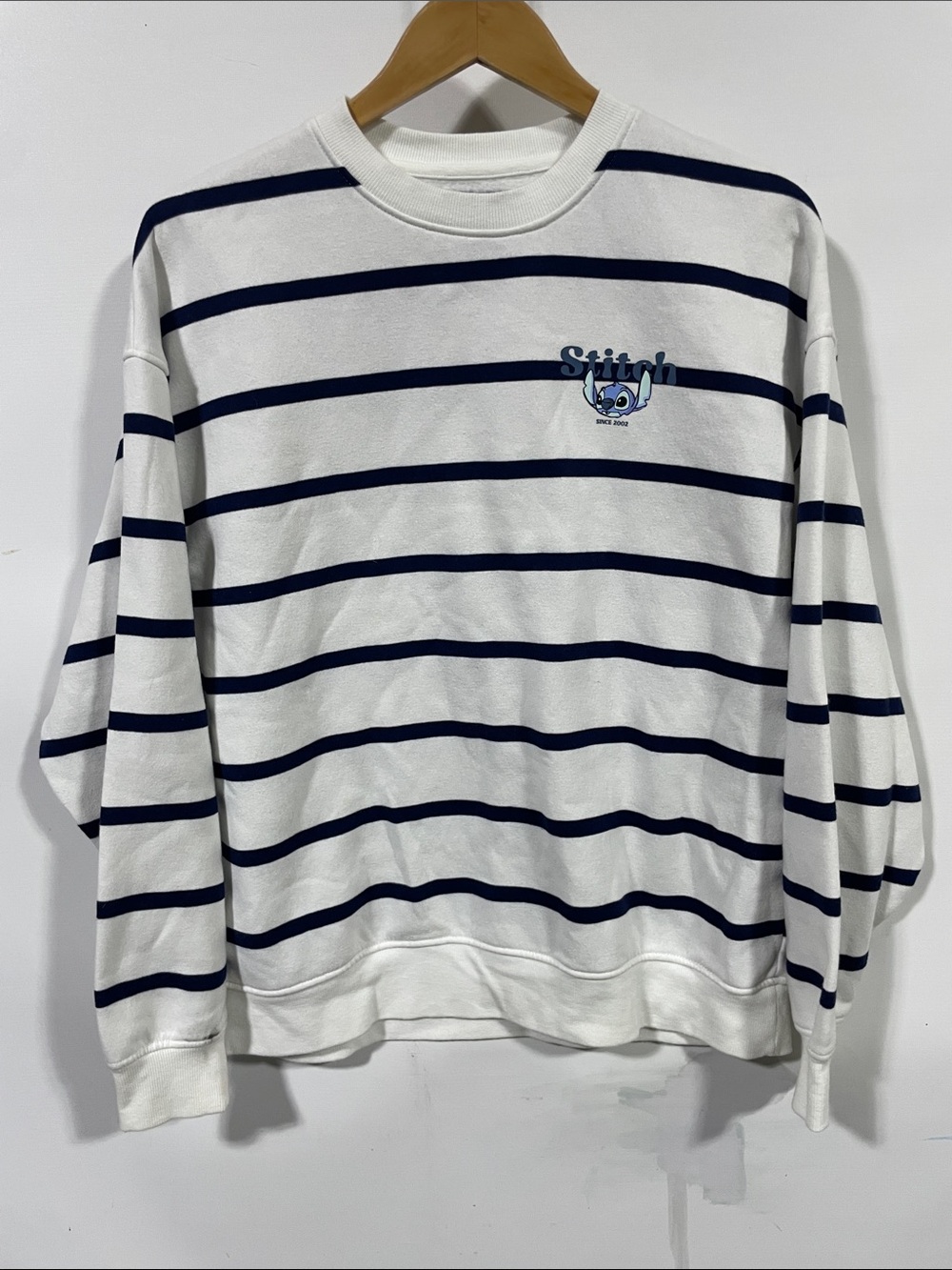 Disney lilo & Stitch Striped Sweatshirt - White & Navy